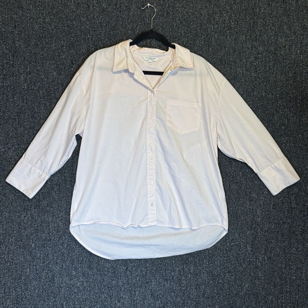 Liverpool Los Angeles Oversized Classic Button Down Shirt Women’s Sz Large Peony